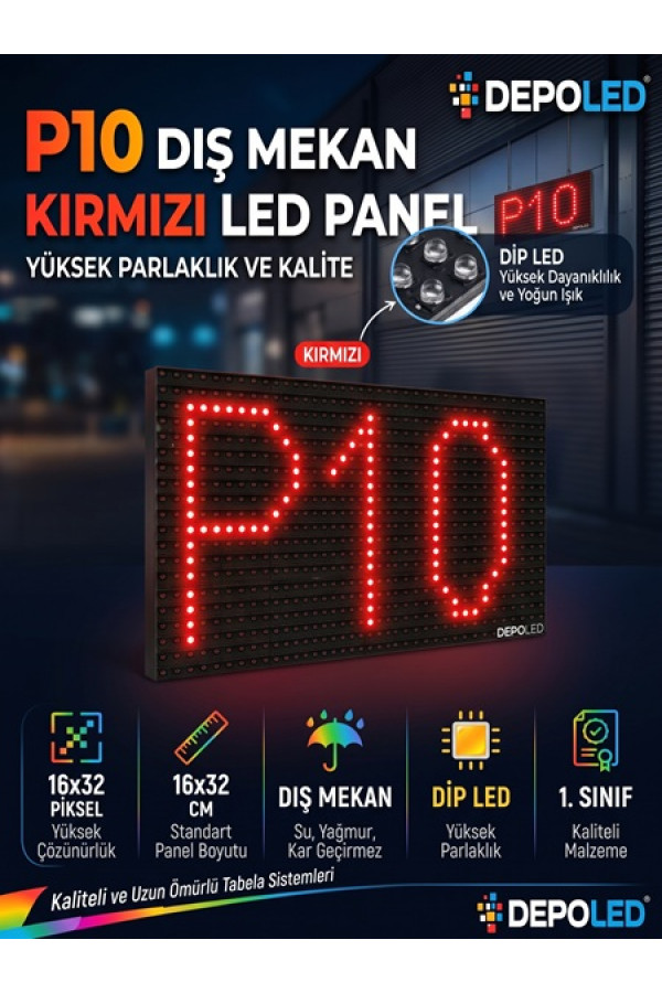 P10 Kırmızı LED-Dış Mekan Kayan Yazı Paneli