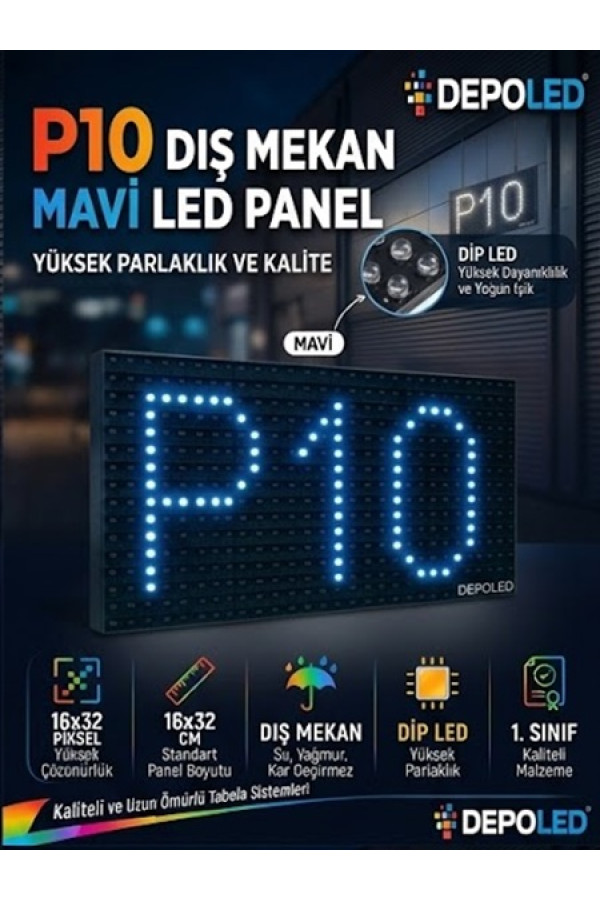 P10 Mavi LED-Dış Mekan Kayan Yazı Paneli