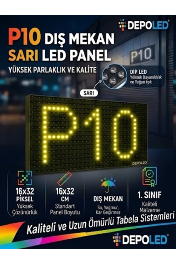 P10 SARI LED-Dış Mekan Kayan Yazı Paneli