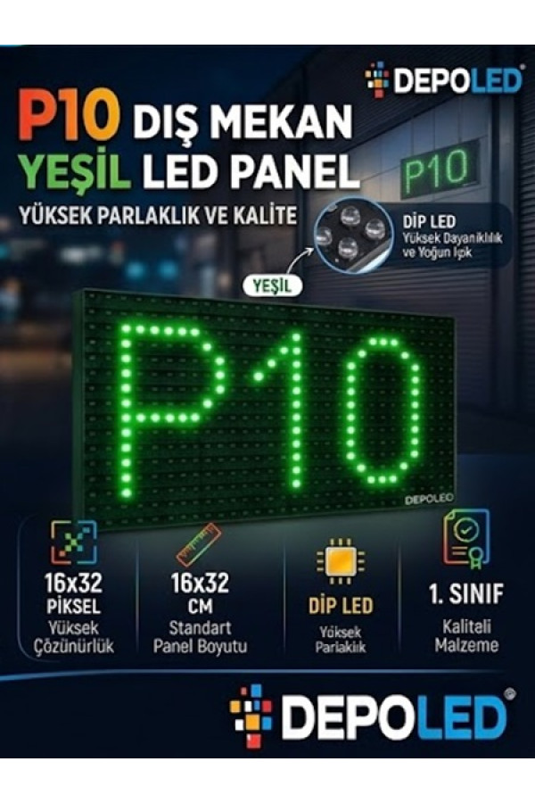 P10 Yeşil LED-Dış Mekan Kayan Yazı Paneli